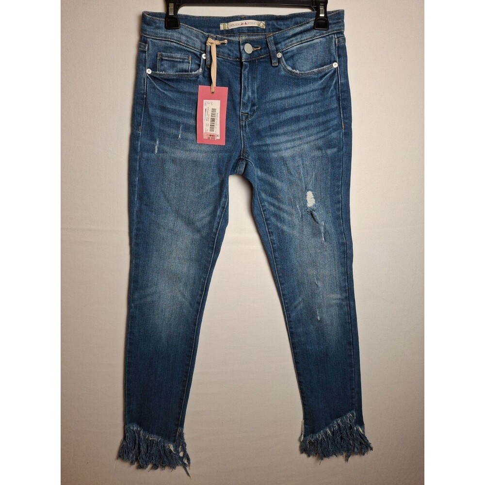 CHELSEA & VIOLET Women's Distressed Denim Jeans Size 26 Medium Wash Slim NWT